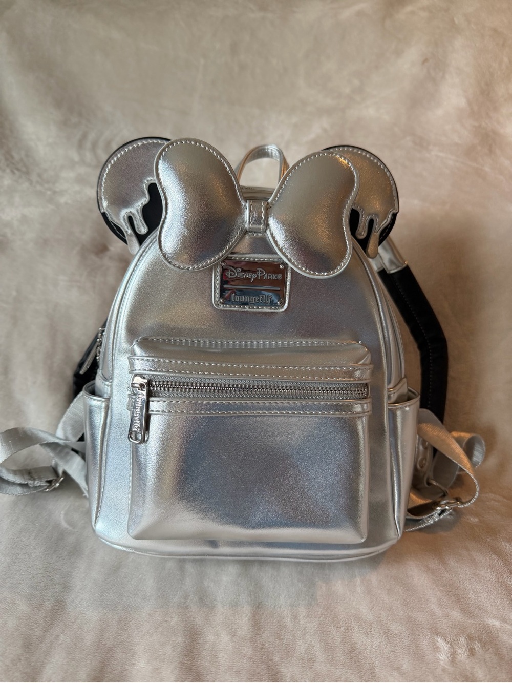 Disney Loungefly Metallic Silver 100 Years Of Wonder Mini Backpack